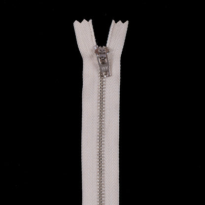 Beige Metal Zipper with Silver Pull and Teeth - 5.5