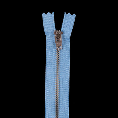 Blue Metal Zipper with Silver Pull and Teeth - 4.5"