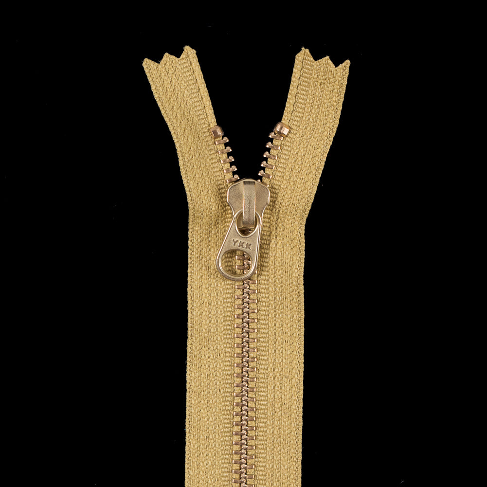 Metal Zipper with Gold Pull and Teeth 4.5" - Citrine