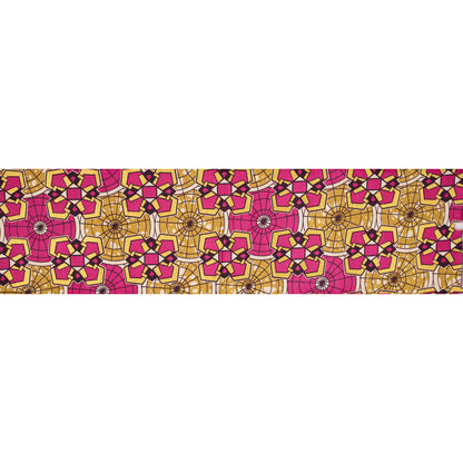 Raspberry Sorbet and Tawny Olive Waxed Cotton African Print with Gold Metallic Glitter Full