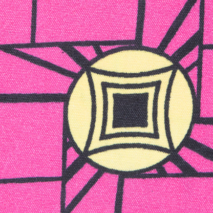 Magenta and Blazing Yellow Geometric Waxed Cotton African Print - Detail