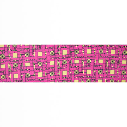Magenta and Blazing Yellow Geometric Waxed Cotton African Print - Full