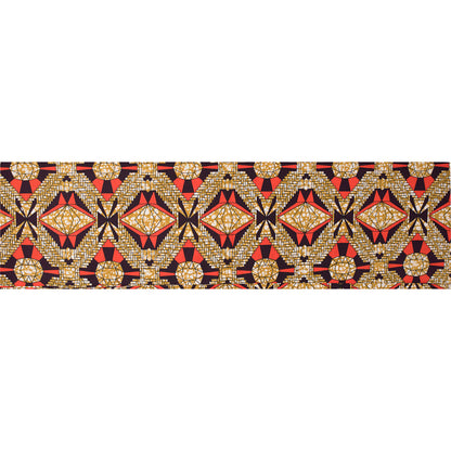 Mandarin Red and Tinsel Geometric Waxed Cotton African Print Full