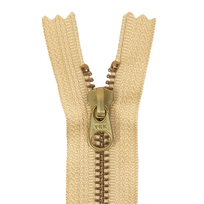 Metal Zipper with Gold Pull and Teeth 6" - Warm Beige Detail
