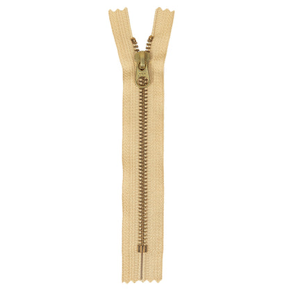 Metal Zipper with Gold Pull and Teeth 6" - Warm Beige