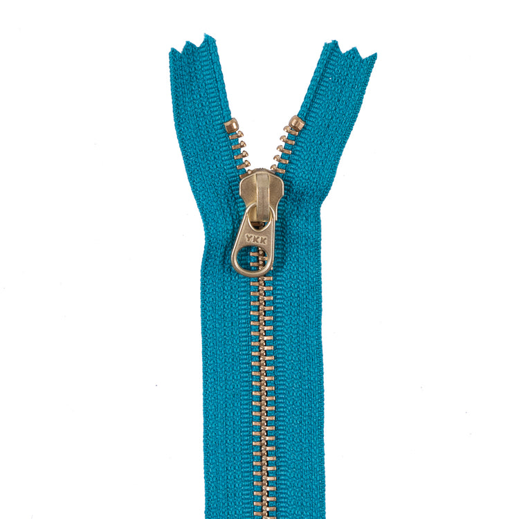template--25130090922057__main-Turquoise Metal Zipper with a Gold Pull and Teeth - 4.5