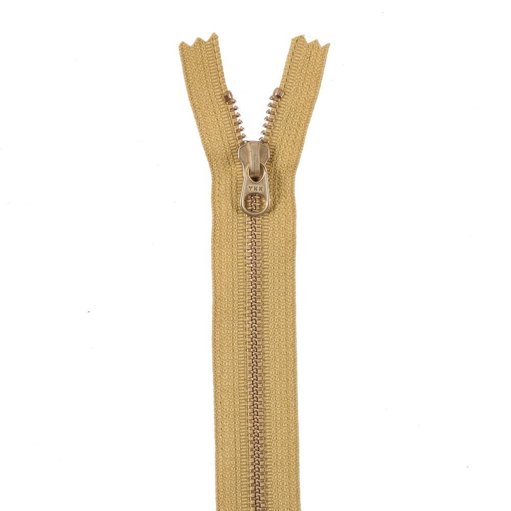 Metal Zipper with Gold Pull and Teeth 8" - Citrine Green