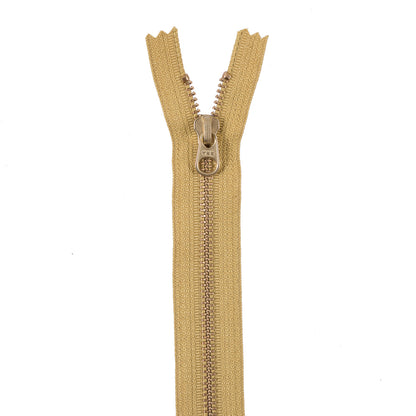 Metal Zipper with Gold Pull and Teeth 8" - Citrine Green