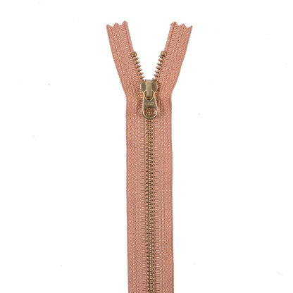 Metal Zipper with Gold Pull and Teeth 8" - Sand