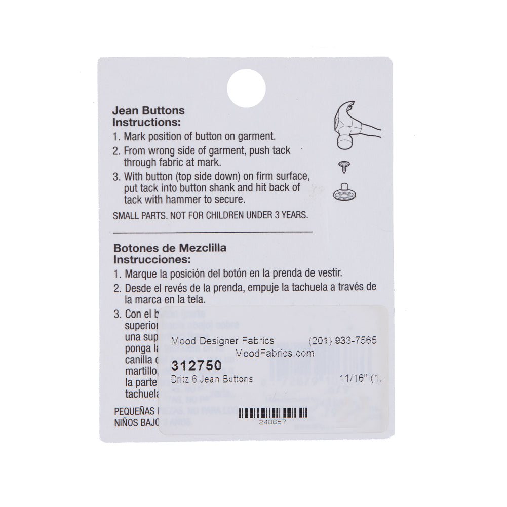 Dritz Gold Jean Buttons - 6 ct - Detail