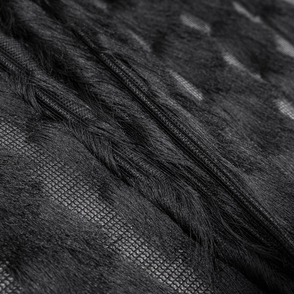 Black Chevron Fringe Fabric Folded