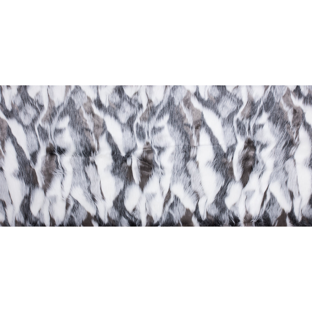 Black and White Faux Forest Fox Fur Folded