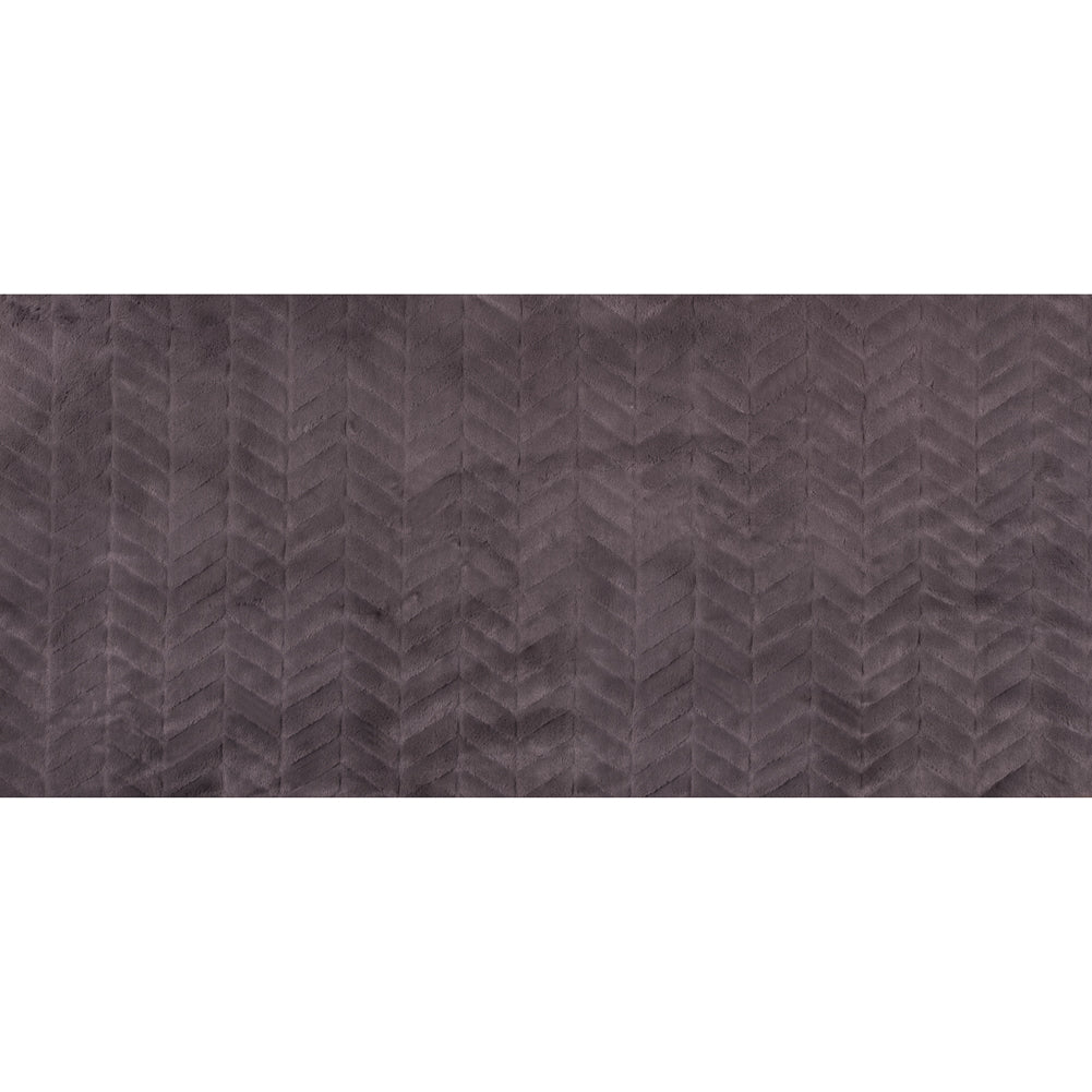 Charcoal Herringbone Grooved Faux Fur - Full