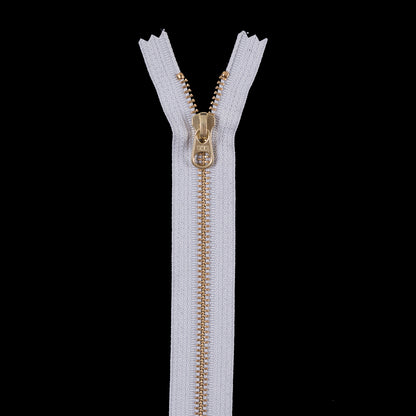 Light Gray Metal Zipper with Gold Pull and Teeth - 8