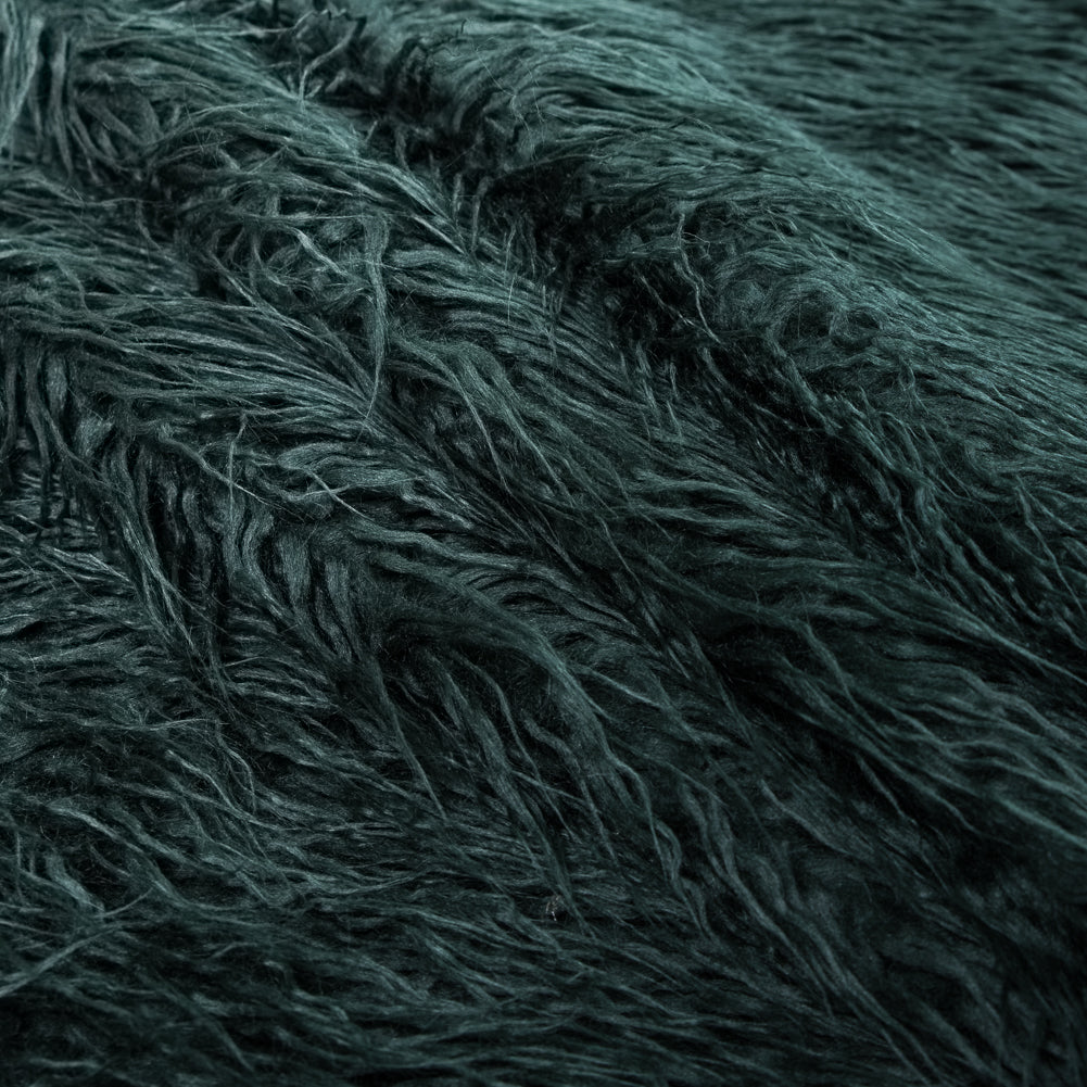 Shaggy Emerald Green Knit Faux Fur - Detail