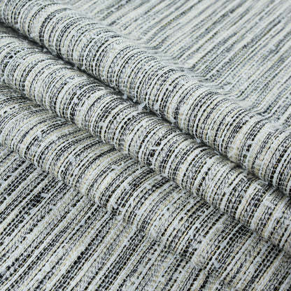 Black, Winter White and Metallic Gold Polyester Tweed - Detail