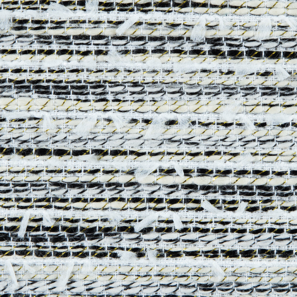 Black, Winter White and Metallic Gold Polyester Tweed - Full