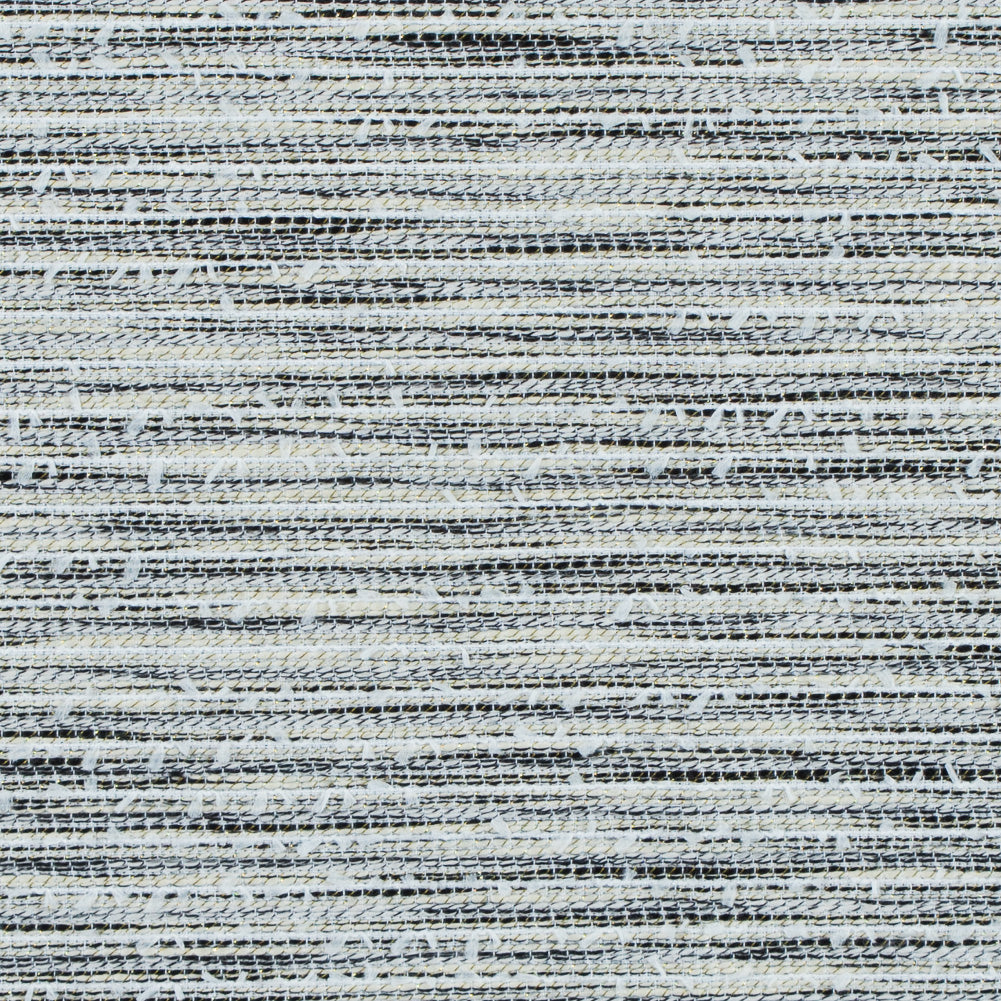 Black, Winter White and Metallic Gold Polyester Tweed