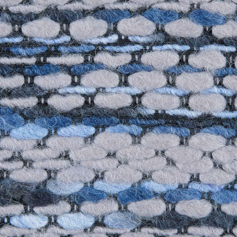 True Navy and Gray Blended Wool Tweed - Detail