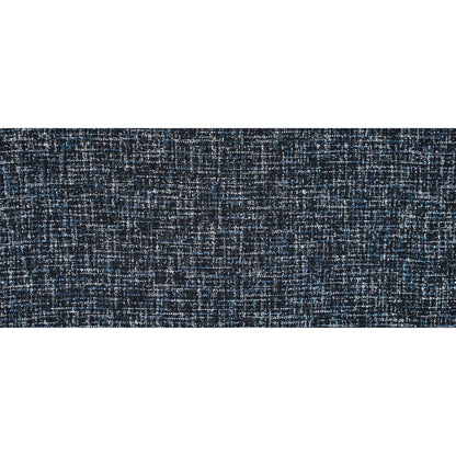 Black and Bright Cobalt Polyester Tweed with Silver Metallic Shimmer Folded