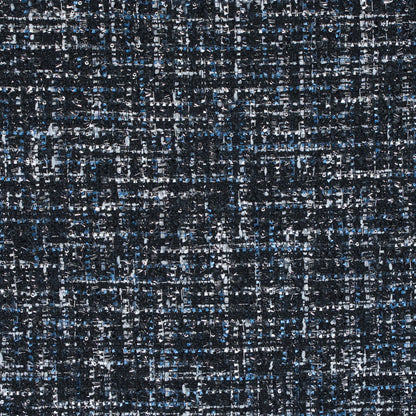 Black and Bright Cobalt Polyester Tweed with Silver Metallic Shimmer