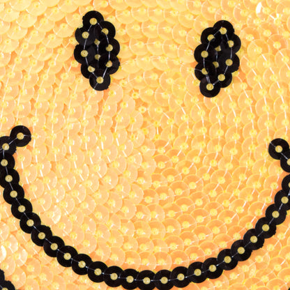 Sequin Smiley Face Patch - 2.75" Detail