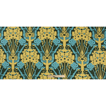 Green and Yellow Large-Scale Floral Printed Cotton Woven Folded