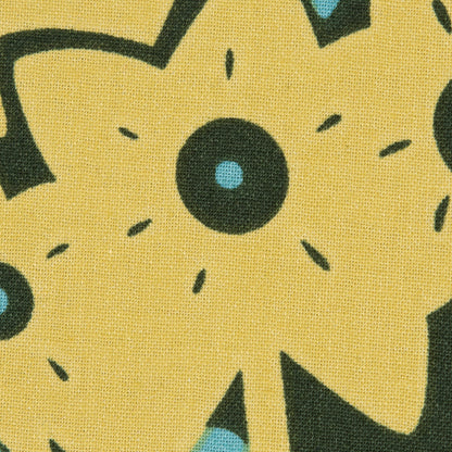 Green and Yellow Large-Scale Floral Printed Cotton Woven Full
