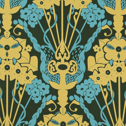 Green and Yellow Large-Scale Floral Printed Cotton Woven
