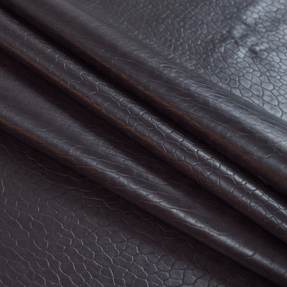 Fig Pebble Embossed Stretch Faux Leather with a Black Viscose Backing Detail