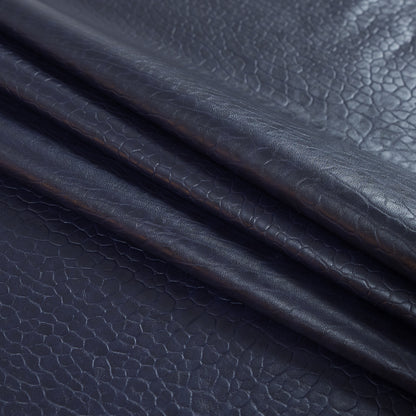 Nightshade Pebble Embossed Stretch Faux Leather with a Black Viscose Backing Folded