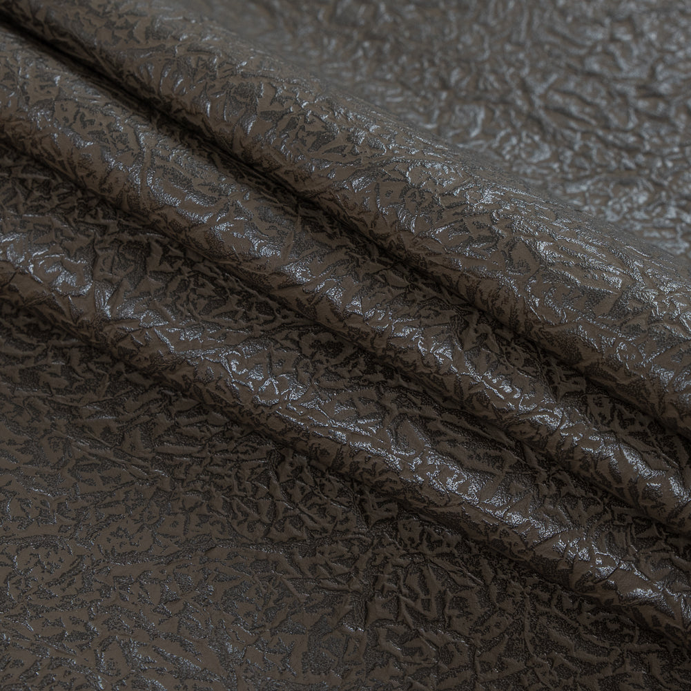 Slate Black Embossed Faux Leather with a Black Fabric Backing Folded