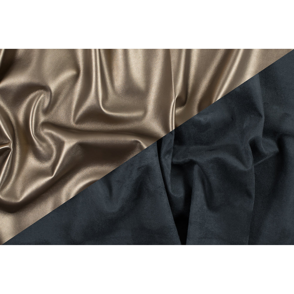 Metallic Gold Faux Leather with a Gray Faux Suede Backing Folded