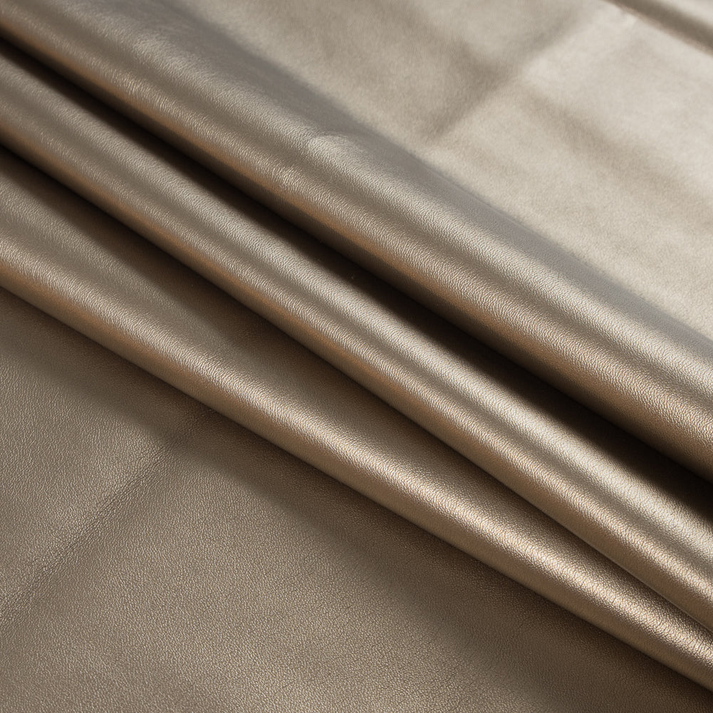 Metallic Gold Faux Leather with a Gray Faux Suede Backing Detail
