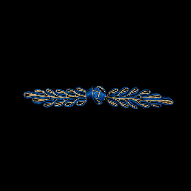 Royal Blue and Gold Frog Closure - 5" x .75"