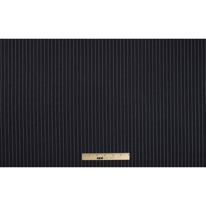 Italian Black and White Pinstriped Wool Twill - Full