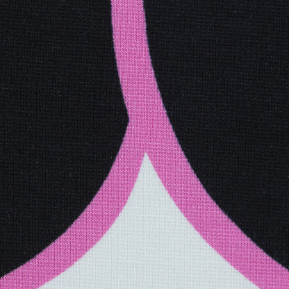 Pink, Black and White Geometric Printed Ponte Knit Detail