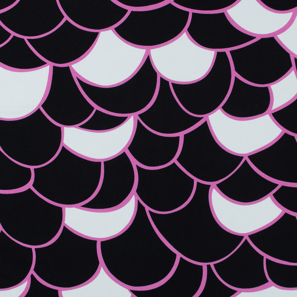 Pink, Black and White Geometric Printed Ponte Knit