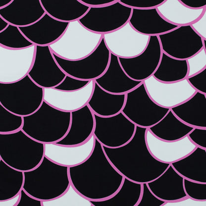 Pink, Black and White Geometric Printed Ponte Knit