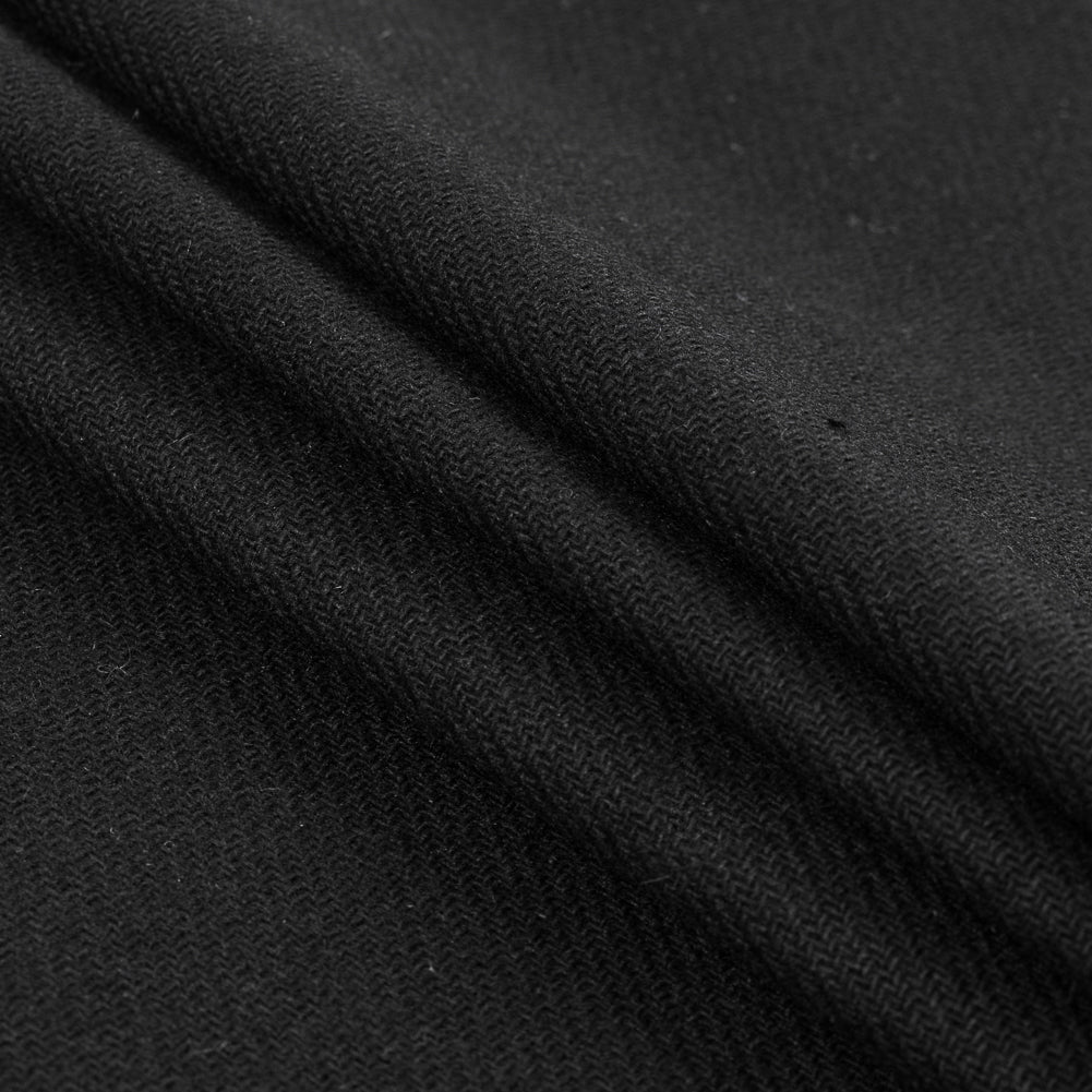 Italian Black Blended Wool Twill Folded