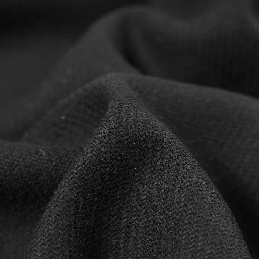 Italian Black Blended Wool Twill Detail