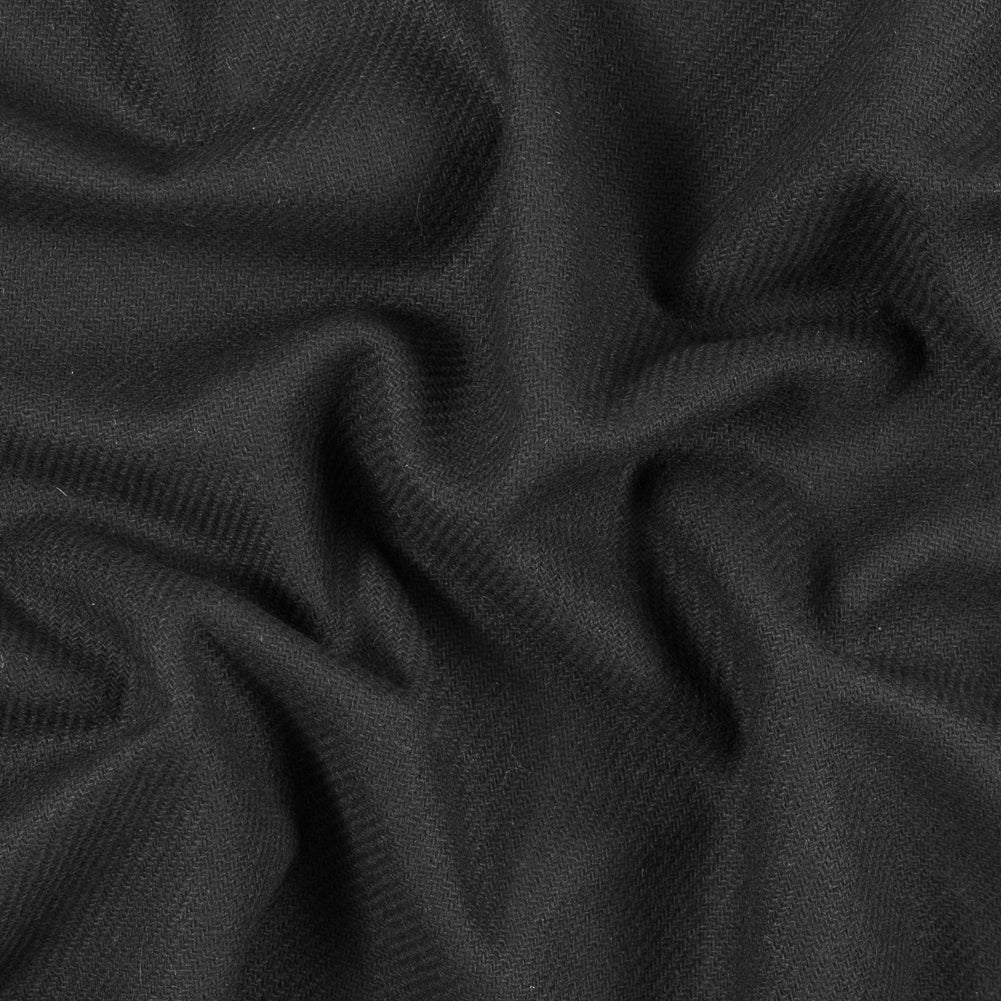 Italian Black Blended Wool Twill