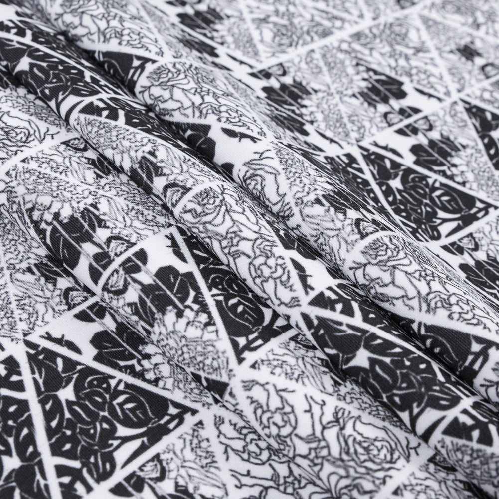 Floral Triangles Digitally Printed on Stretch Neoprene/Scuba Knit - Detail
