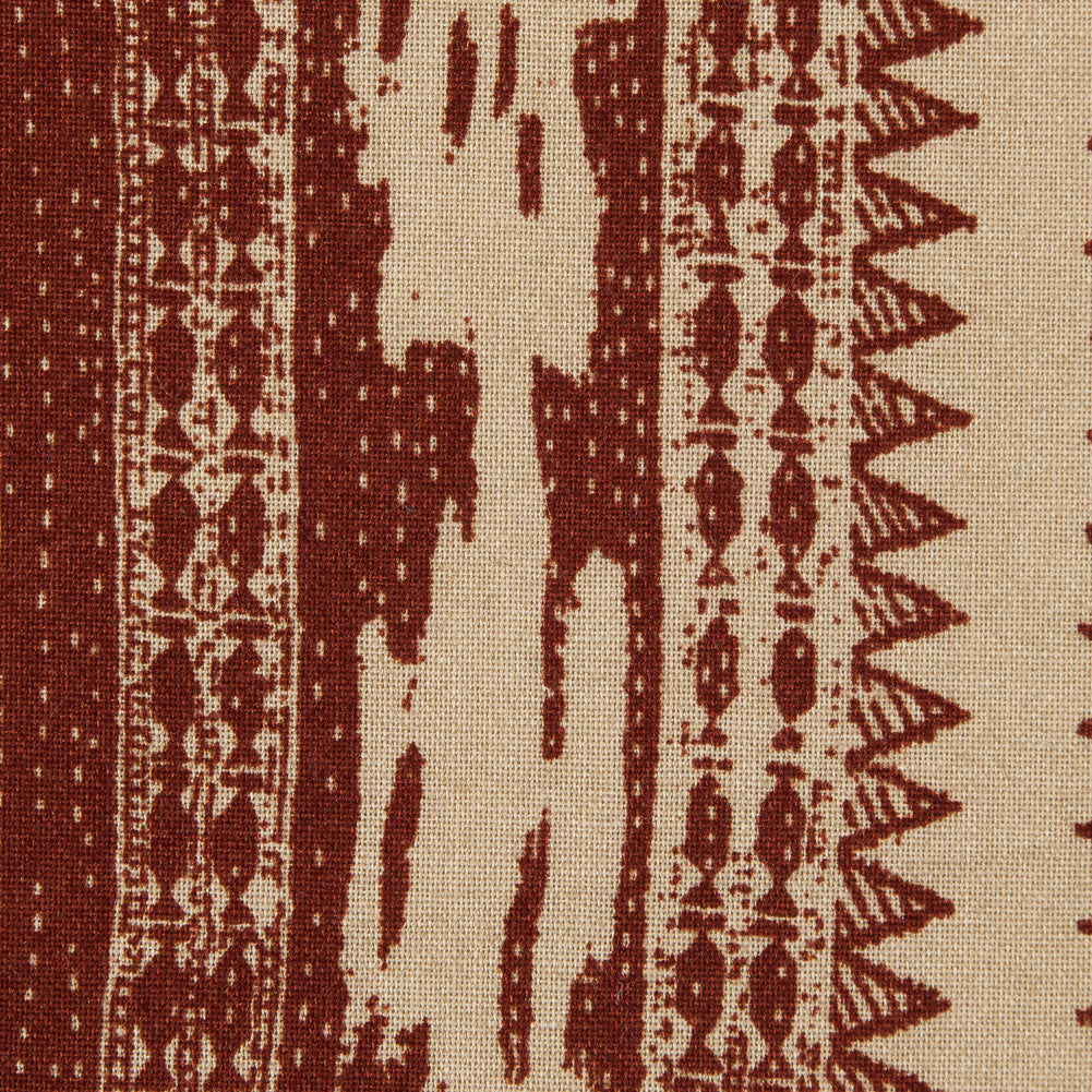 Ruby Wine and Safari Beige Tribal Printed Cotton Woven Full