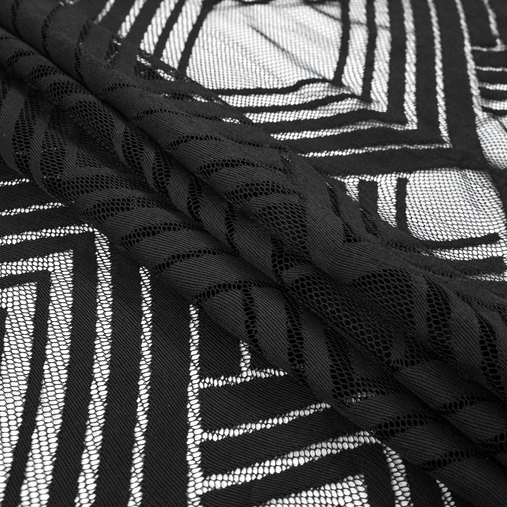 Black Geometric Fringe Panel Folded