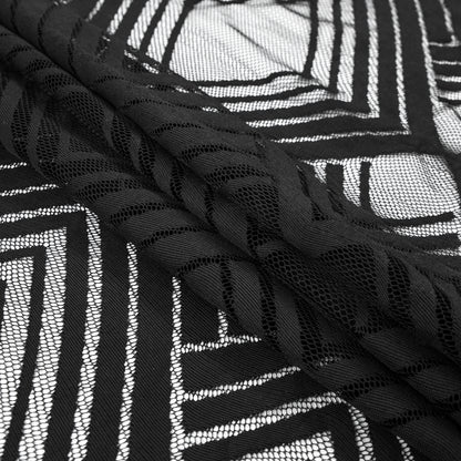 Black Geometric Fringe Panel Folded