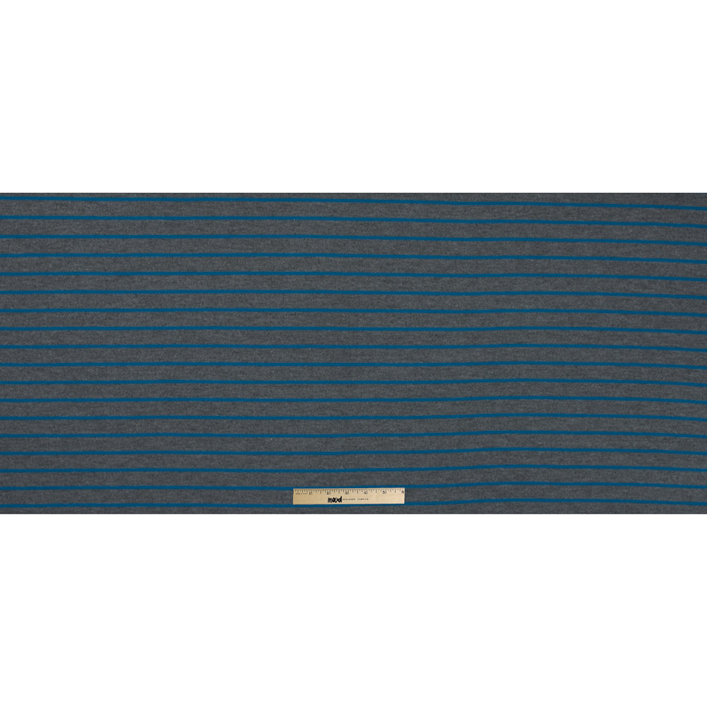 Charcoal and Teal Striped Hacci Baby Knit - Folded
