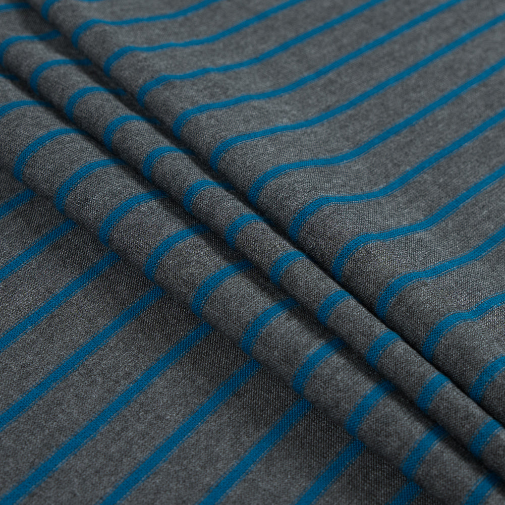 Charcoal and Teal Striped Hacci Baby Knit - Detail