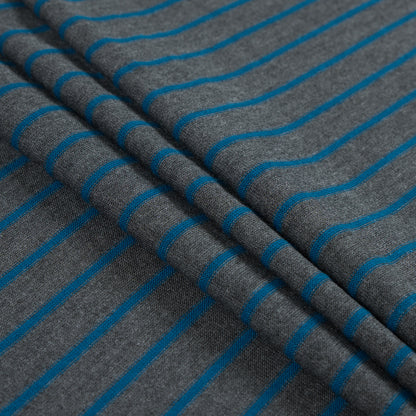 Charcoal and Teal Striped Hacci Baby Knit - Detail
