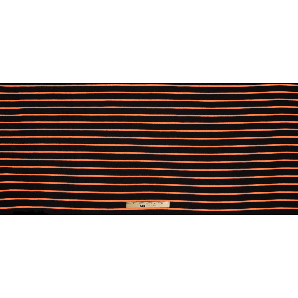 Black and Neon Orange Striped Hacci Baby Knit Folded